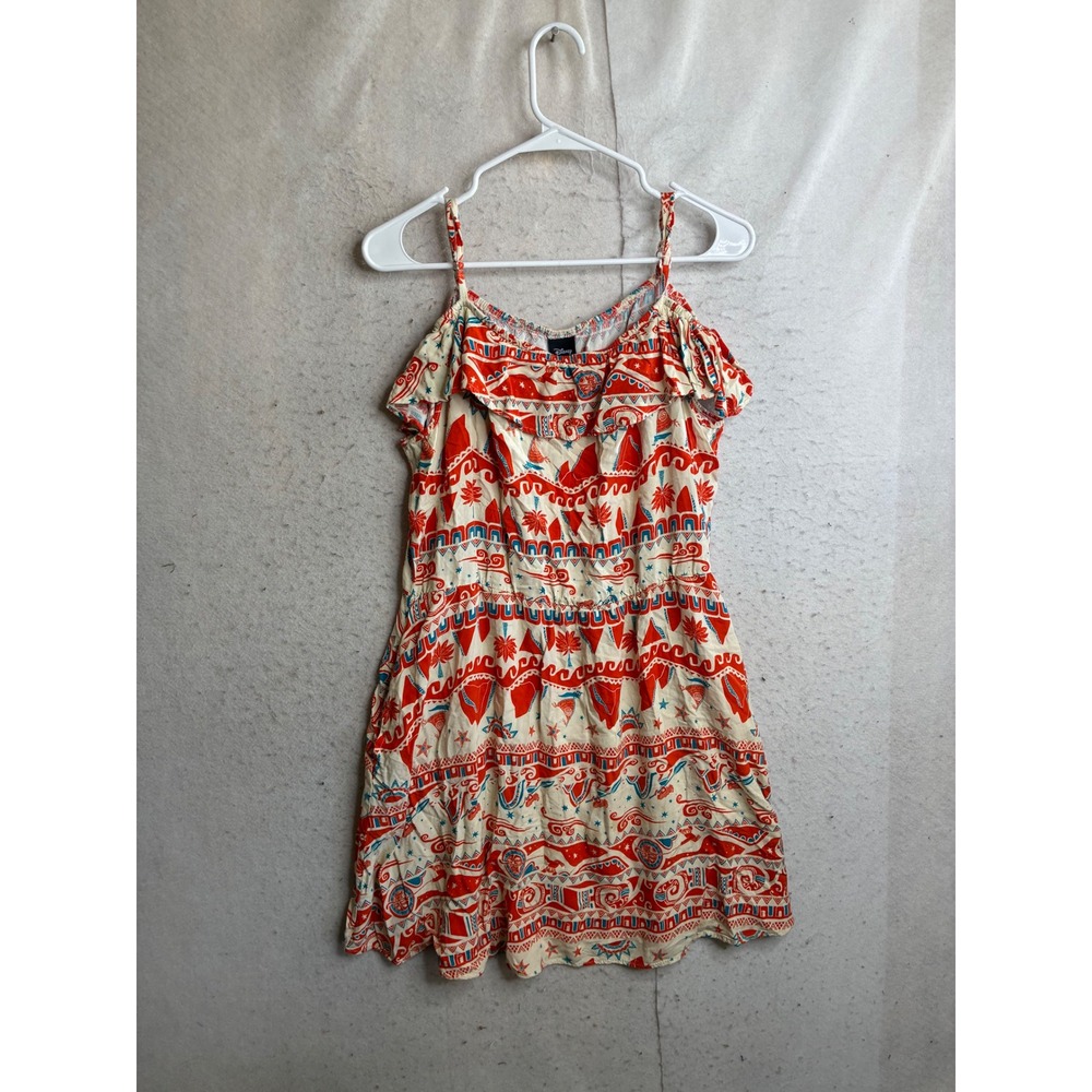 Disney Moana Tribal Print Ruffle Cold Shoulder Dress Red Teal XL DIS 9073